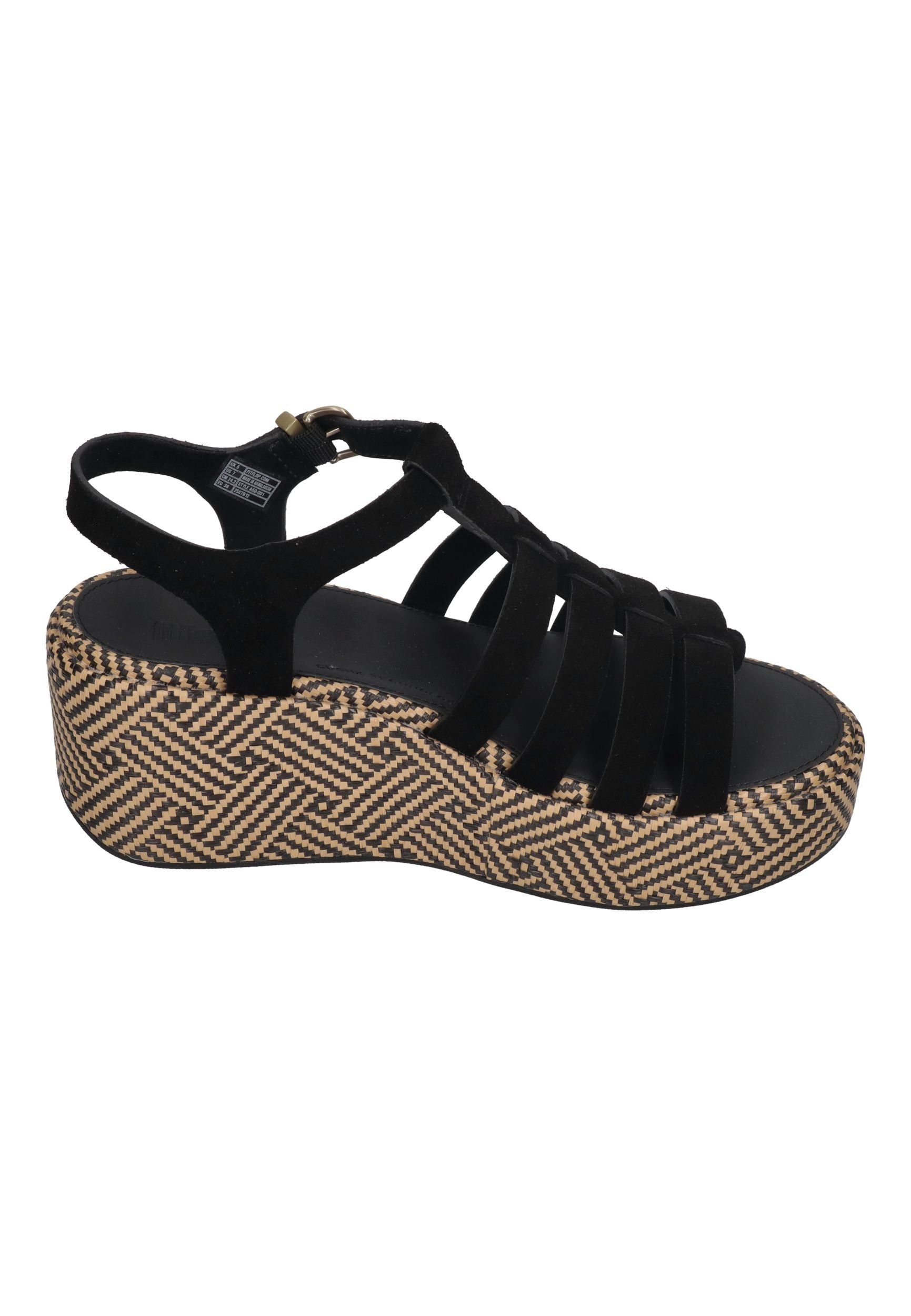 FITFLOP Damen Sandaletten PLATFFORMS GRAPHIC-WEAVE SUEDE FISHERM black