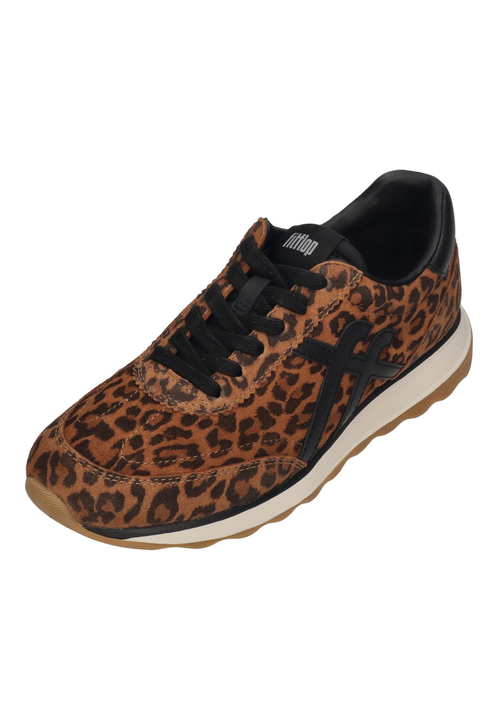 FITFLOP Damen Sneakers RETRO-Q FF SUEDE LEO tan black