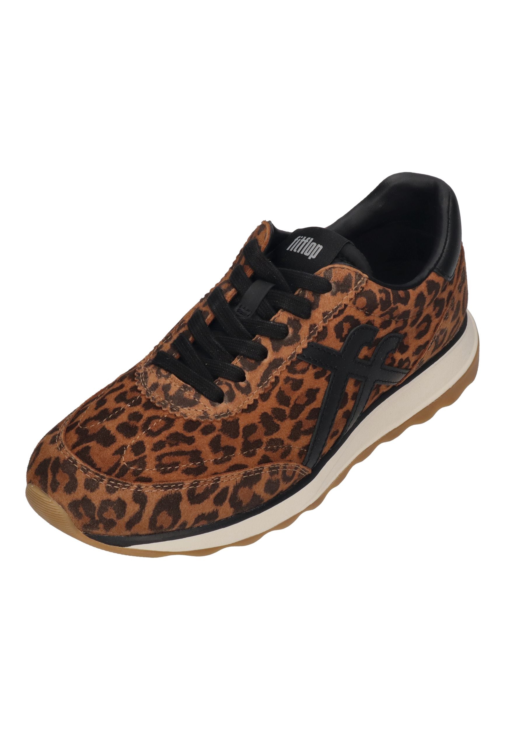 FITFLOP Damen Sneakers RETRO-Q FF SUEDE LEO tan black