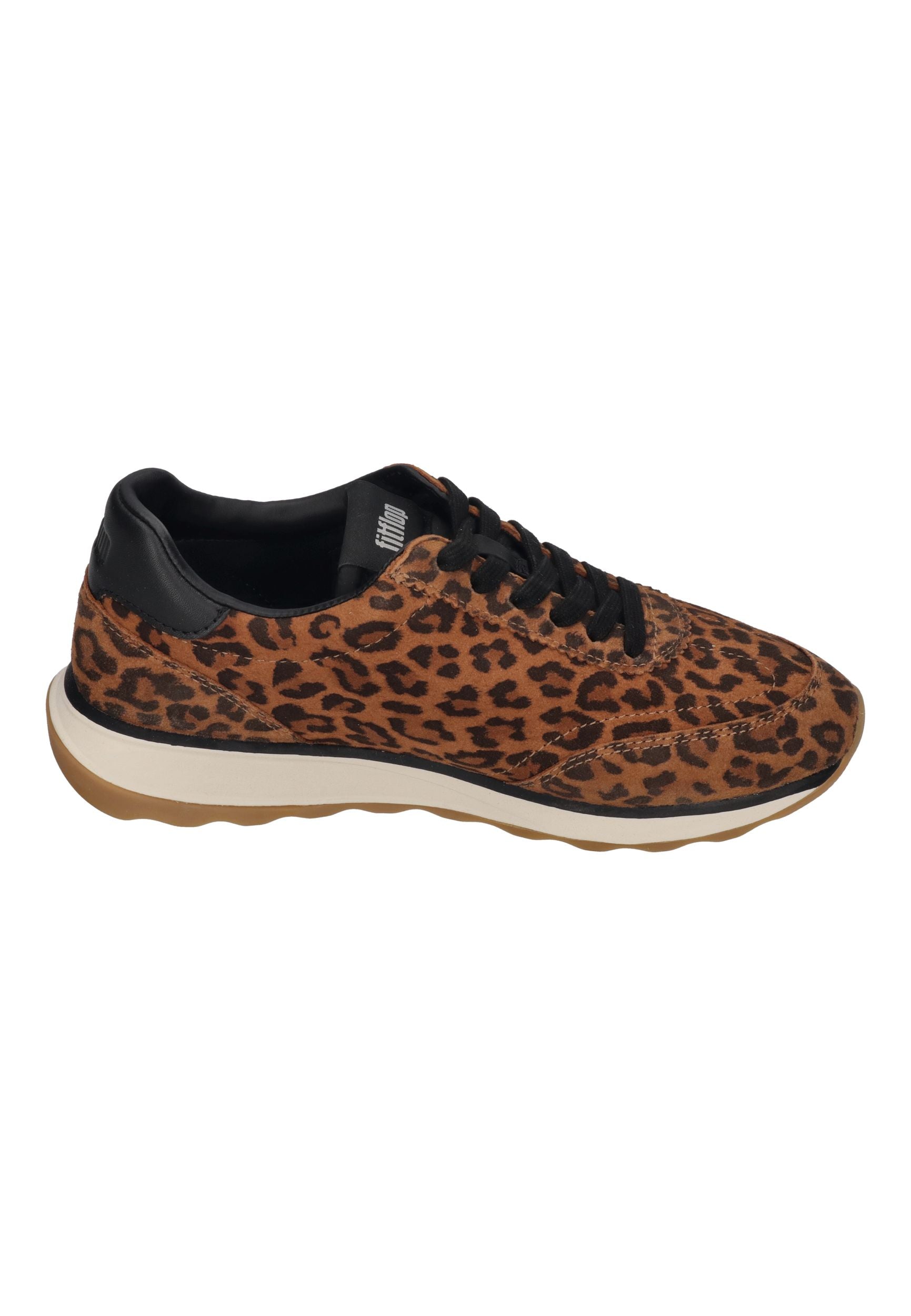 FITFLOP Damen Sneakers RETRO-Q FF SUEDE LEO tan black