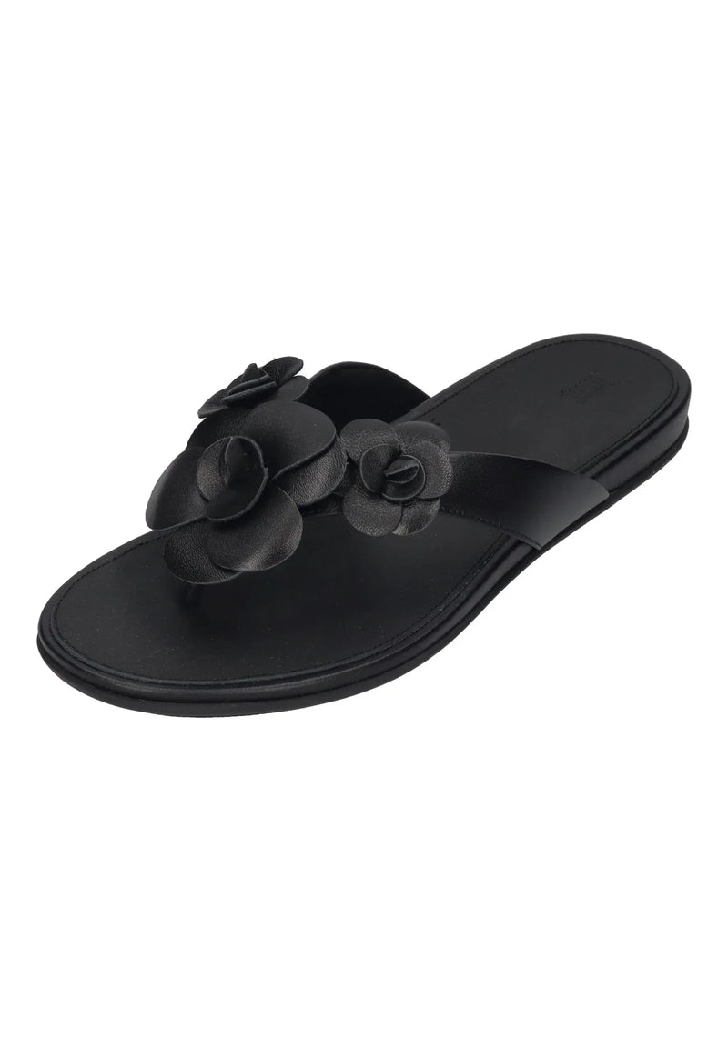 FITFLOP Damen Zehentrenner GRACIE FLOWER LEATHER black