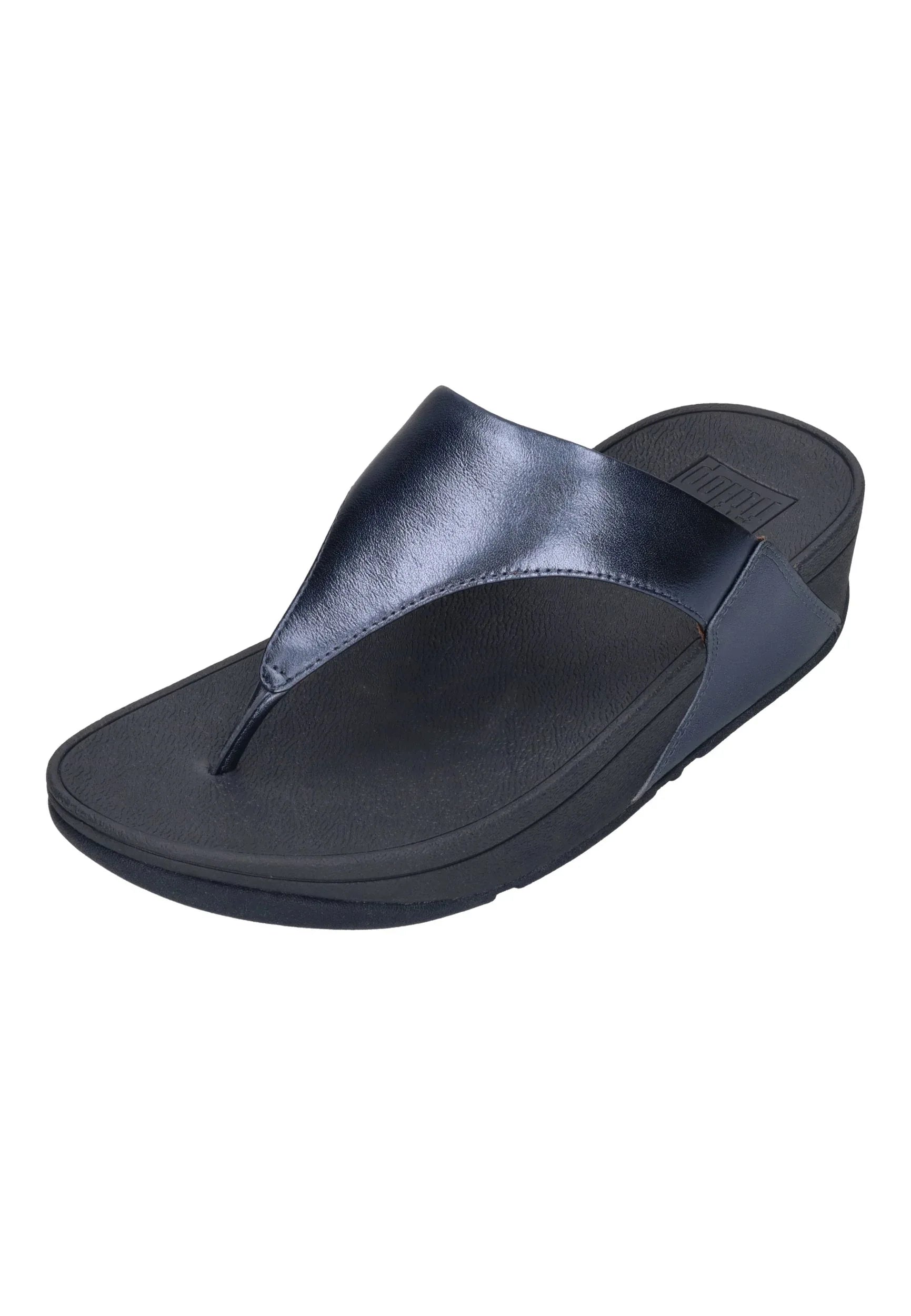 FITFLOP Damen Zehentrenner LULU LEATHER TOE POST metallic cosmic blue