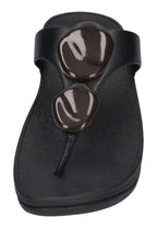 FITFLOP Damen Zehentrenner LULU MARBLED-STONE TOE-POST black