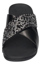 FITFLOP Pantoletten LULU CRYSTAL-MIX  METALLIC CROSS all black