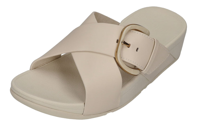FITFLOP Pantoletten LULU RESIN-BUCKLE LEATHER CROSS paris beige