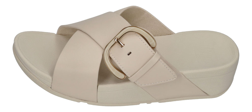 FITFLOP Pantoletten LULU RESIN-BUCKLE LEATHER CROSS paris beige