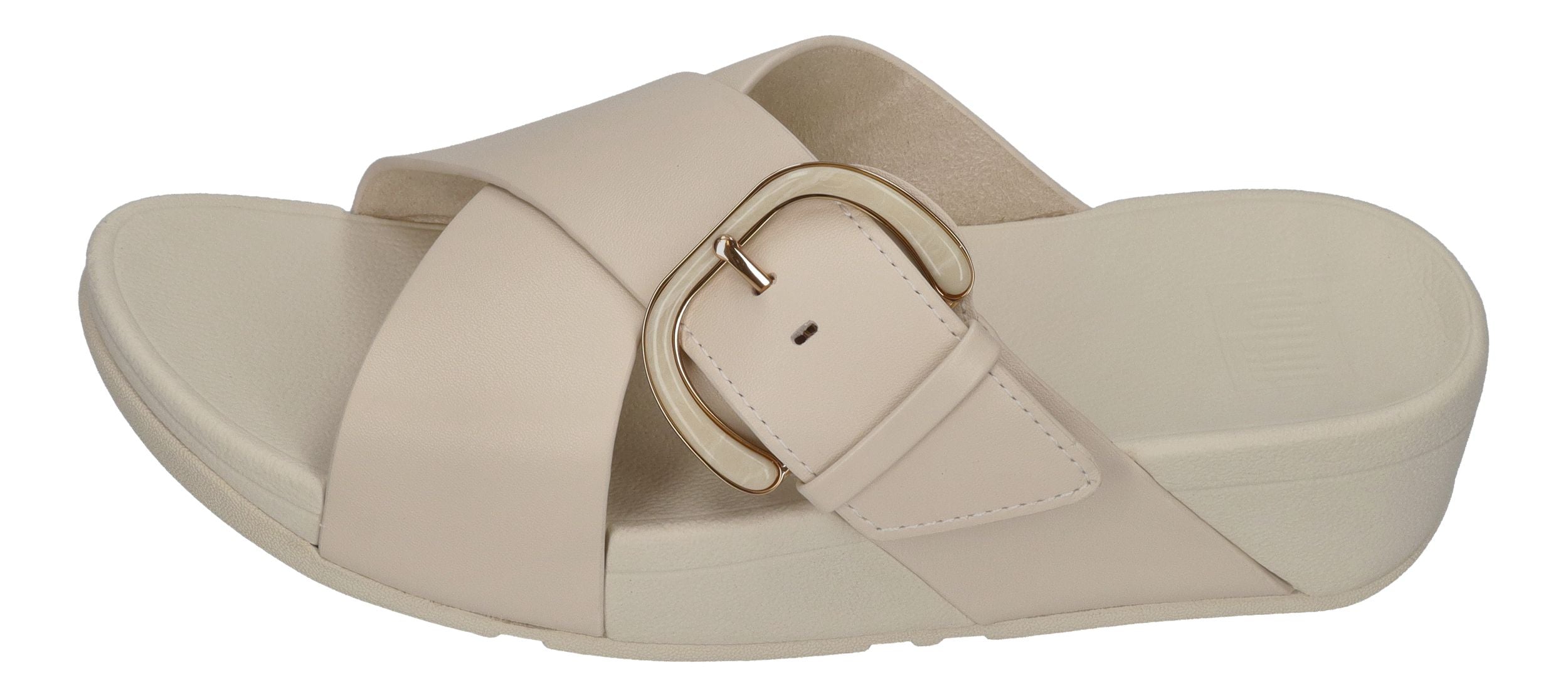 FITFLOP Pantoletten LULU RESIN-BUCKLE LEATHER CROSS paris beige