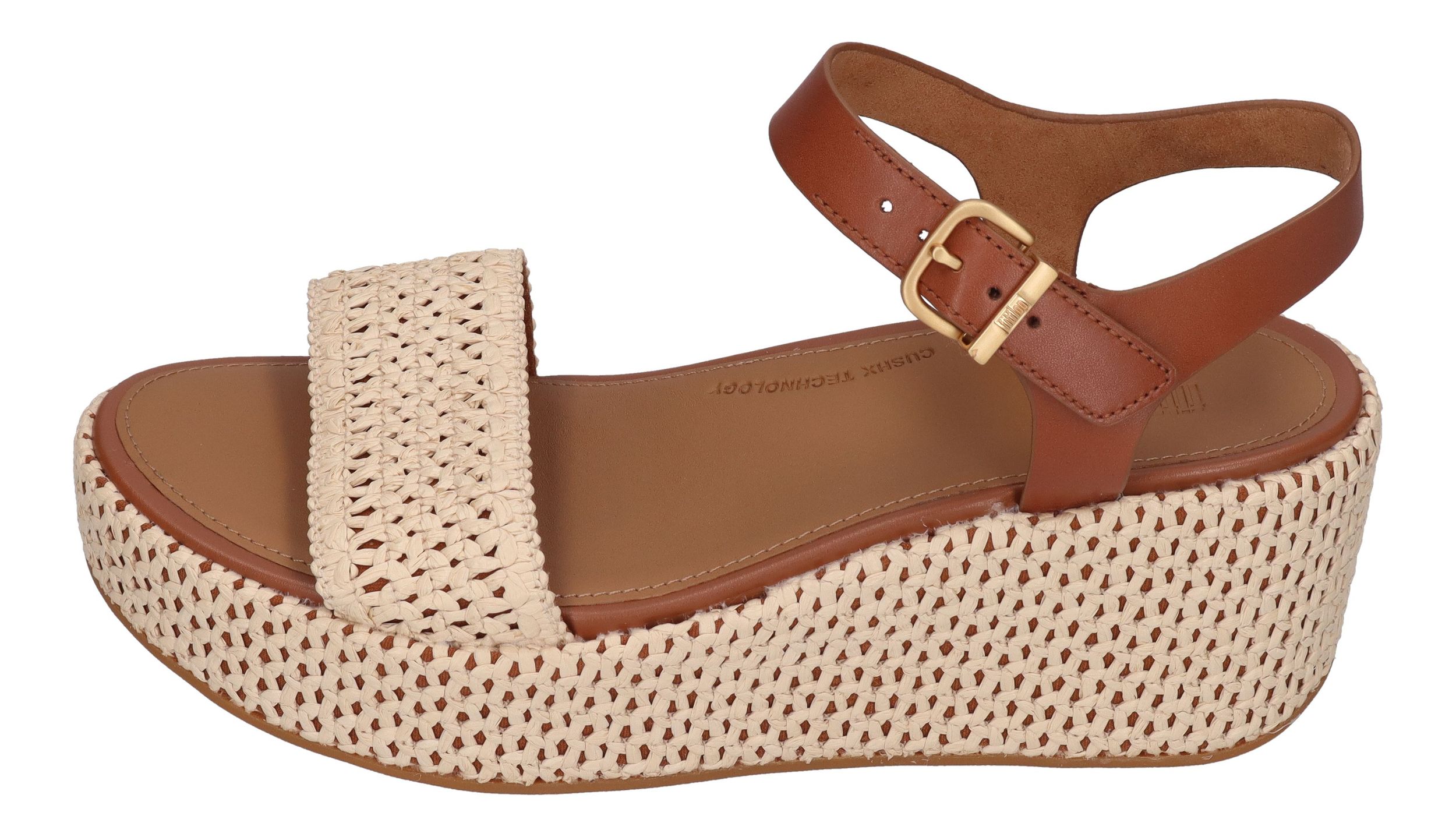 FITFLOP Sandaletten PLATFFORMS WOVEN WEDGE deep tan ivory