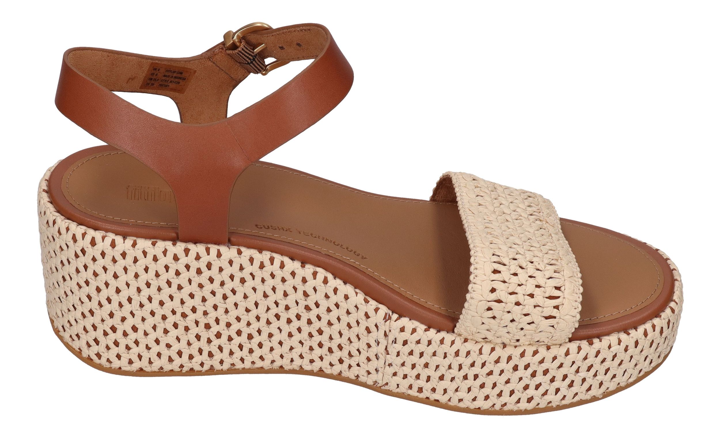 FITFLOP Sandaletten PLATFFORMS WOVEN WEDGE deep tan ivory