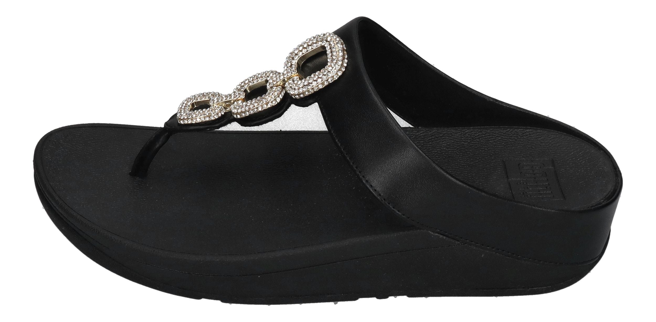 FITFLOP Zehentrenner FINO Crystal-Chain Leather - black