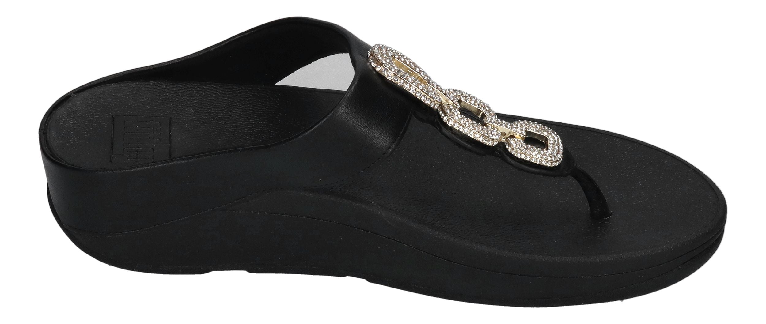 FITFLOP Zehentrenner FINO Crystal-Chain Leather - black