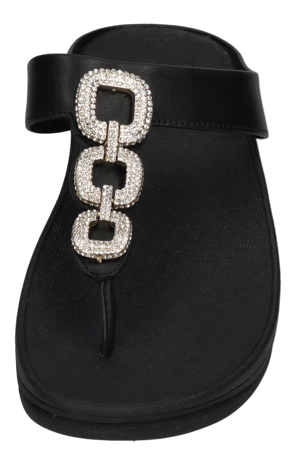 FITFLOP Zehentrenner FINO Crystal-Chain Leather - black