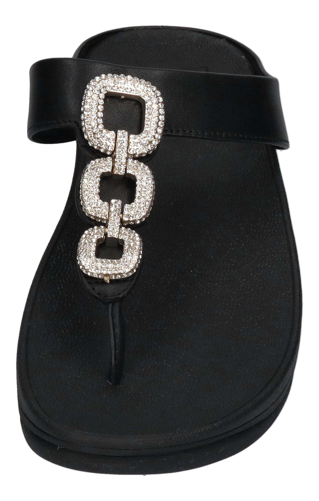 FITFLOP Zehentrenner FINO Crystal-Chain Leather - black
