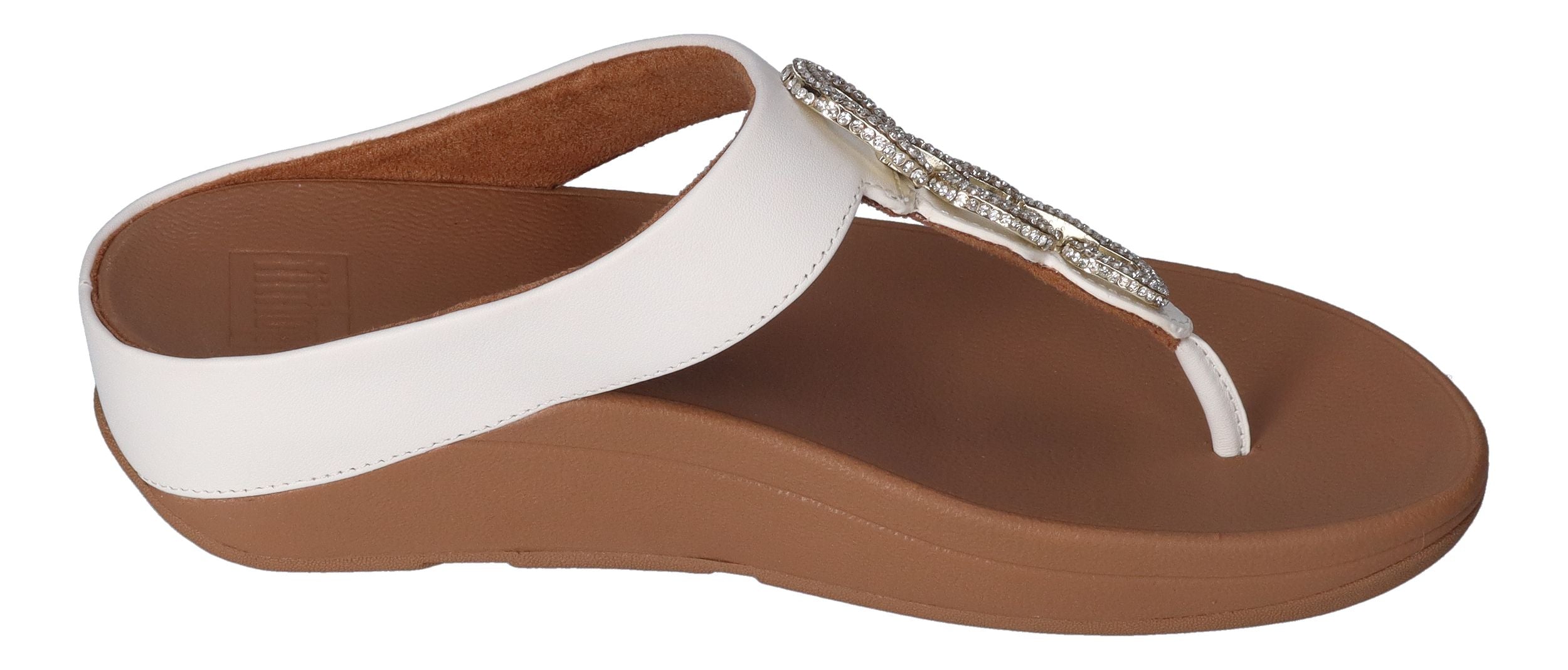 FITFLOP Zehentrenner FINO Crystal-Chain Leather - urban white