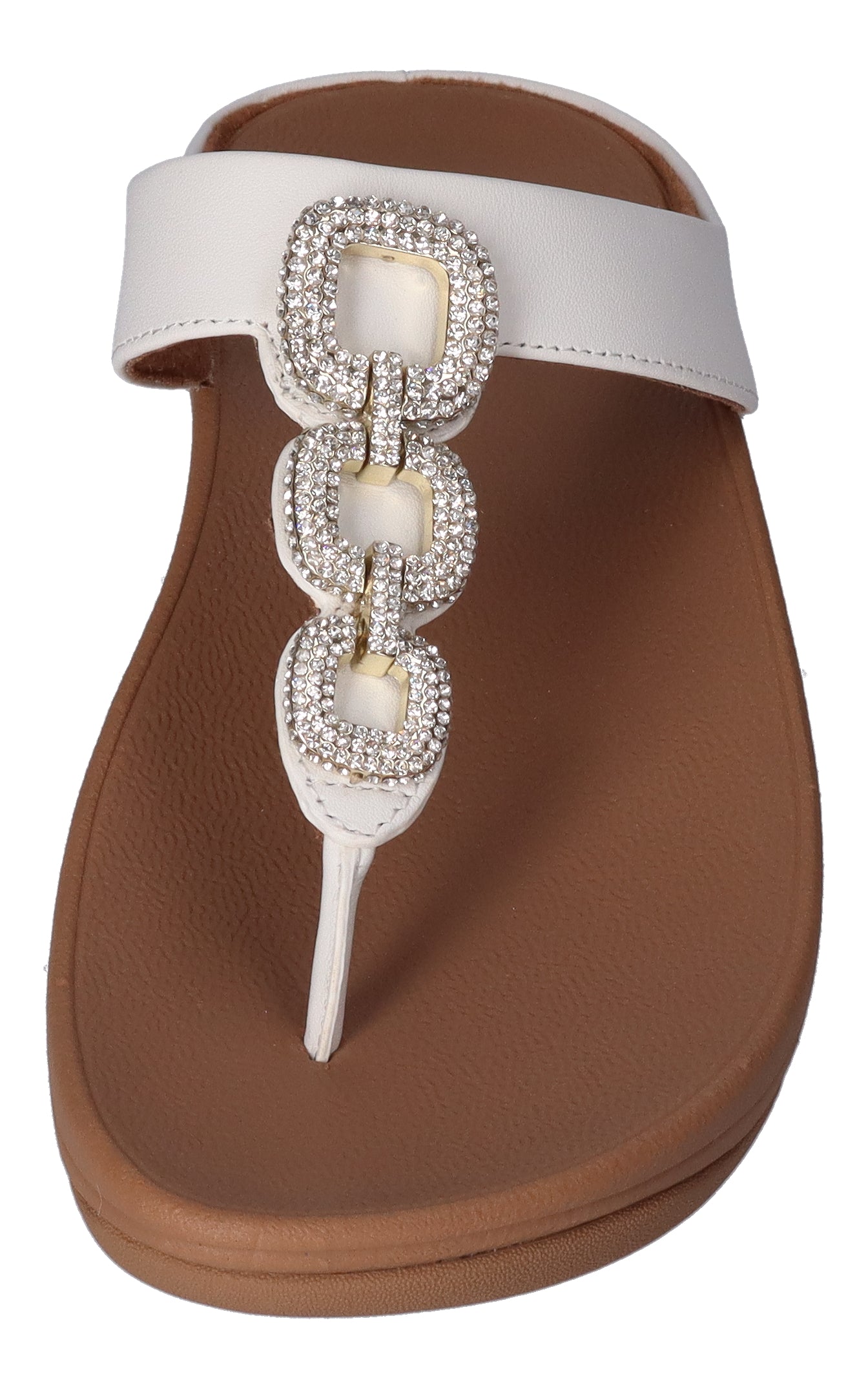 FITFLOP Zehentrenner FINO Crystal-Chain Leather - urban white