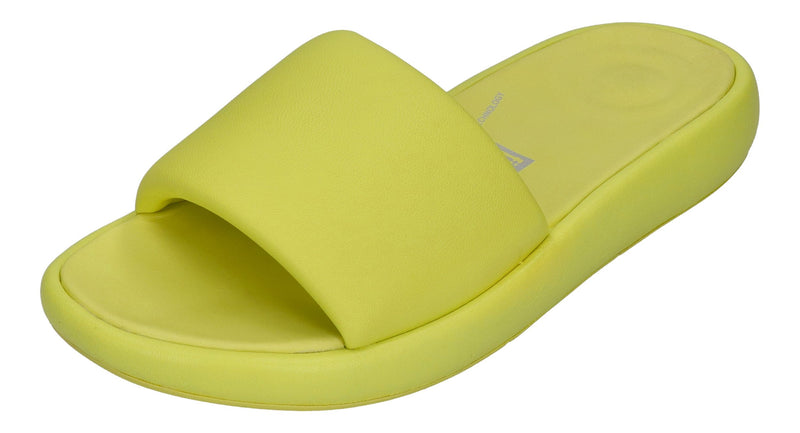 FITFLOP - iQUSHION D-LUXE PADDED LEATHER SLIDES - lime