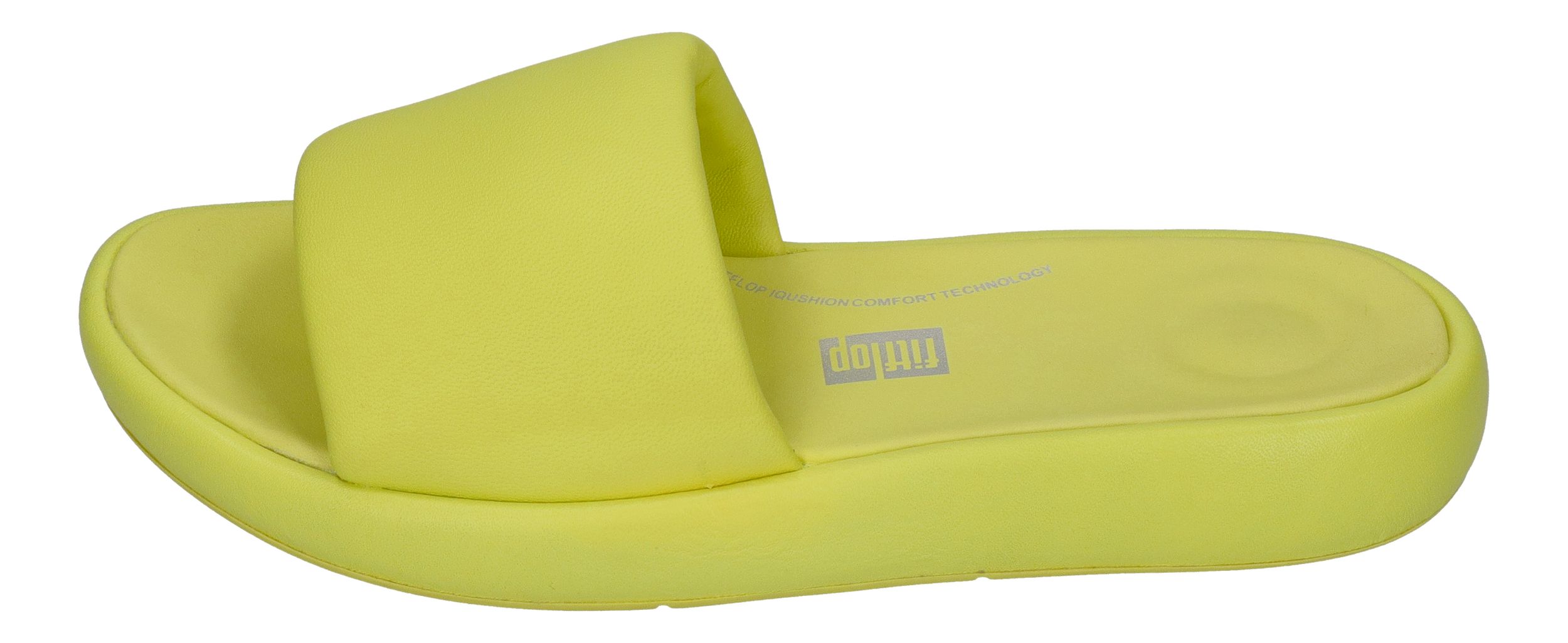 FITFLOP - iQUSHION D-LUXE PADDED LEATHER SLIDES - lime