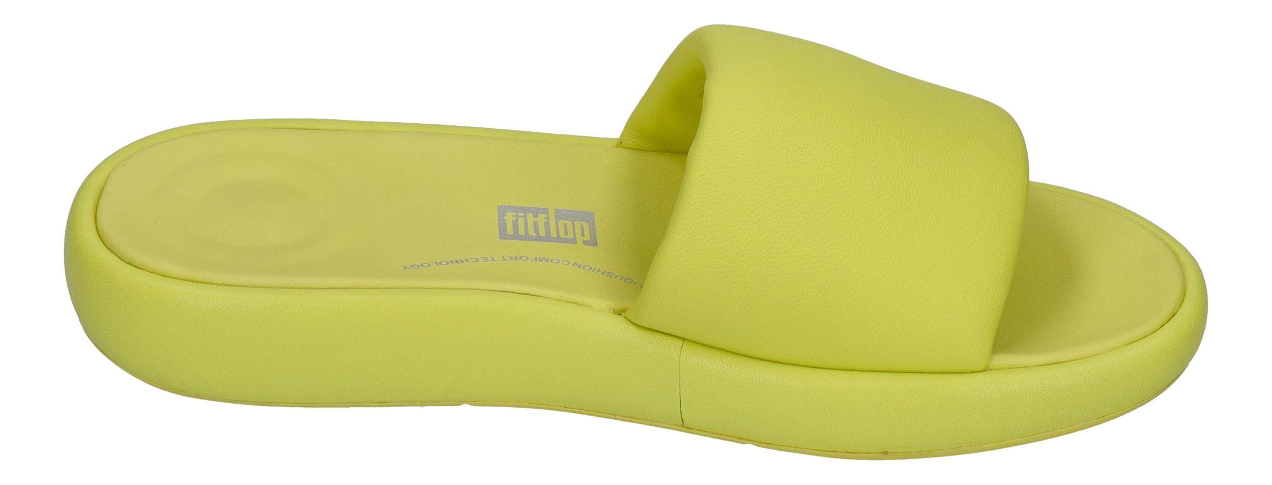 FITFLOP - iQUSHION D-LUXE PADDED LEATHER SLIDES - lime