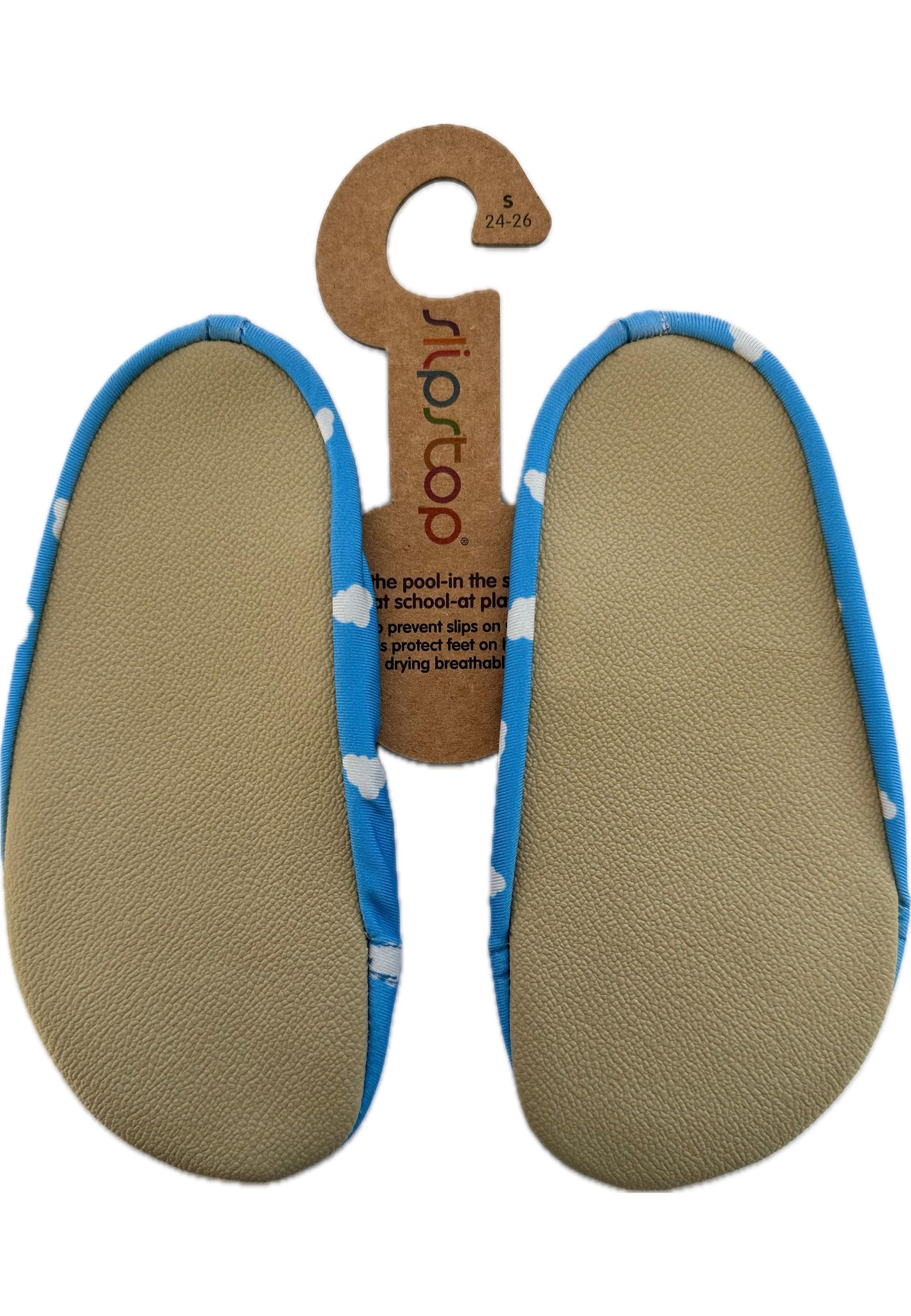 SLIPSTOP Kinder Hausschuhe Badeschuhe CLOUDS Wolke blue