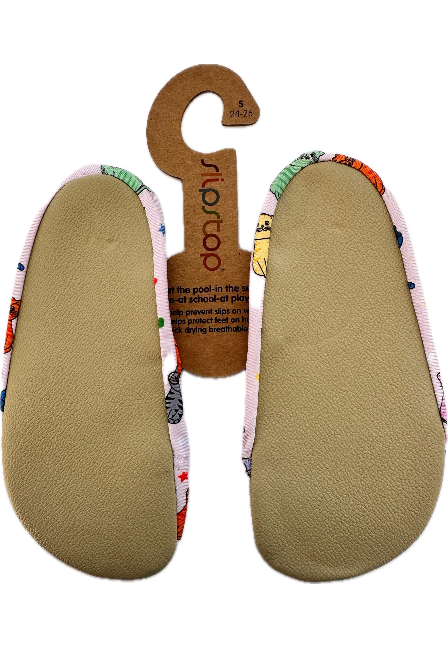 SLIPSTOP Kinder Hausschuhe Badeschuhe HERMES Katzen bunt