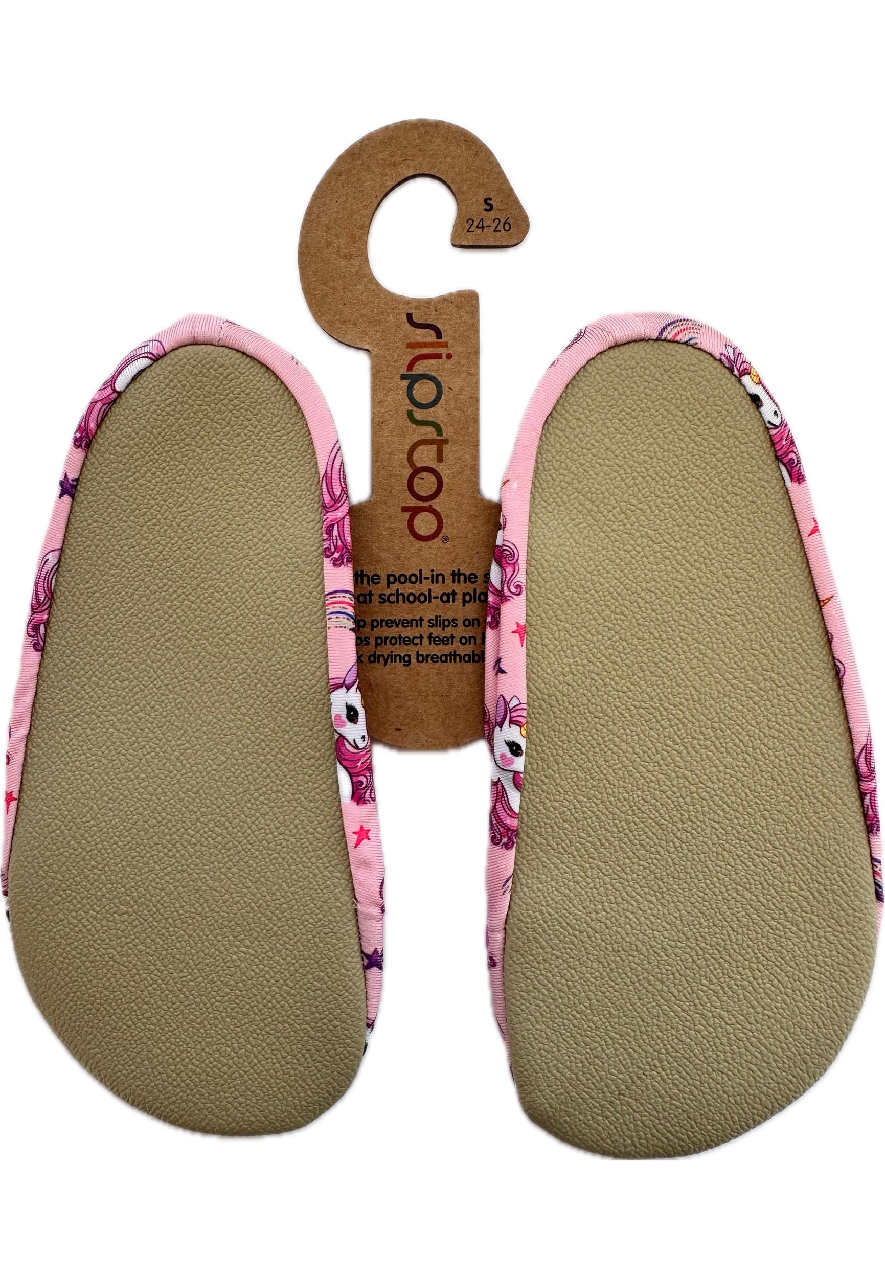 SLIPSTOP Kinder Hausschuhe Badeschuhe IRIS Einhorn rosa