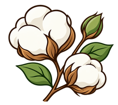Natural World Icon mit Baumwollzweig für organische Baumwolle