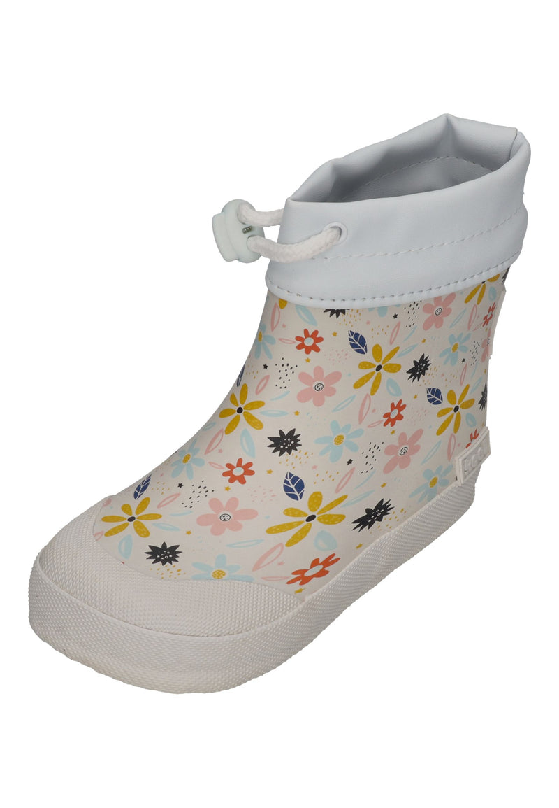 KOEL Barefoot Gummistiefel für Kleinkinder WELLIE Flowers White