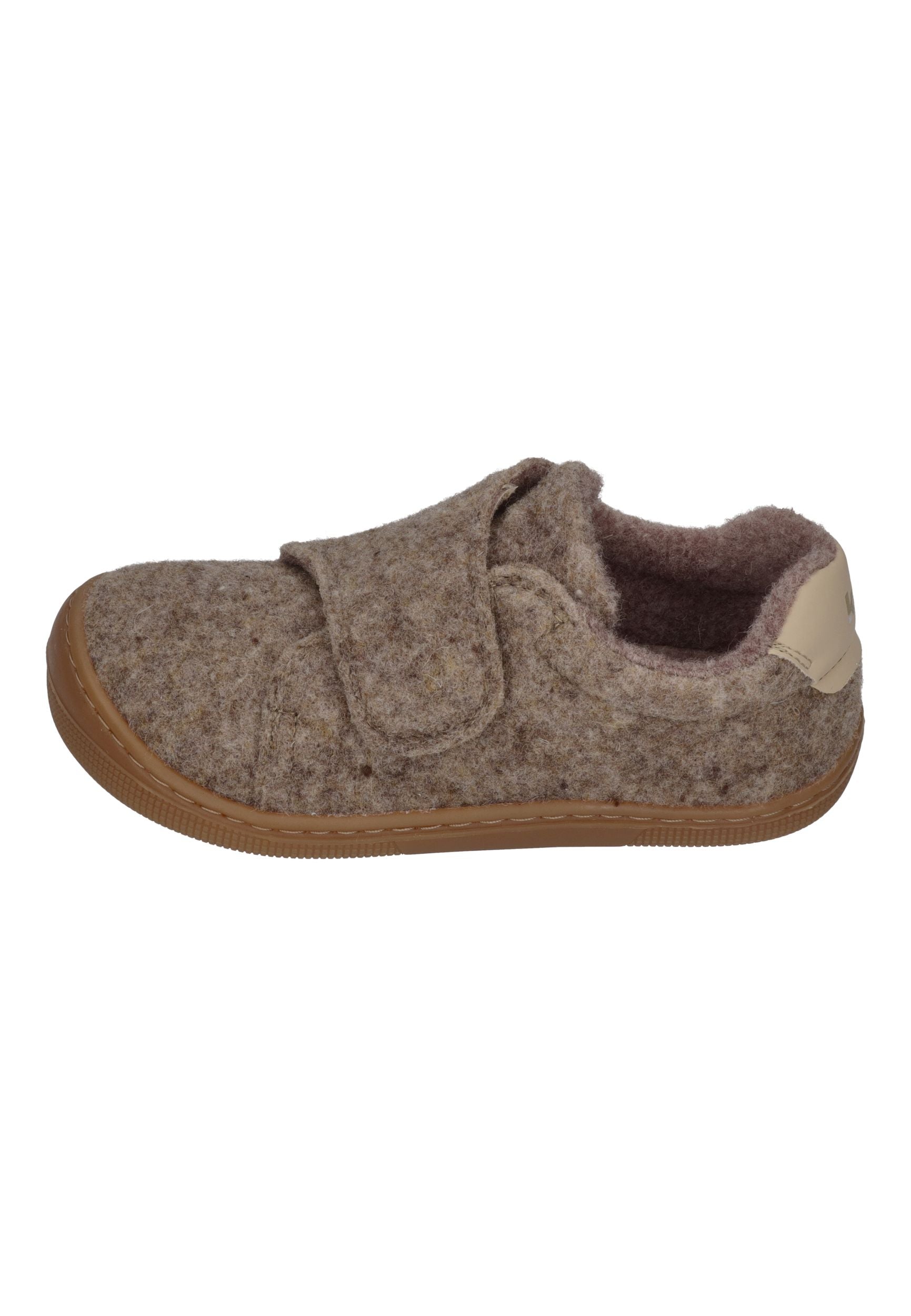 KOEL Barefoot Kinder Hausschuhe mit Klettverschluß DAN FELT beige