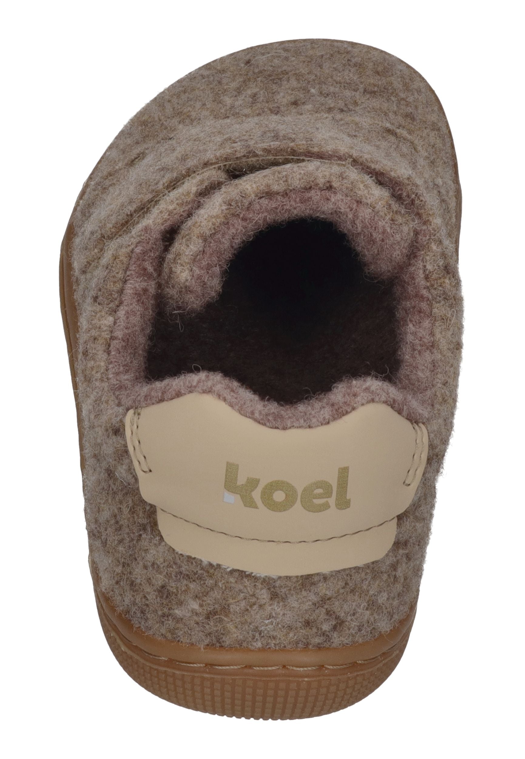 KOEL Barefoot Kinder Hausschuhe mit Klettverschluß DAN FELT beige