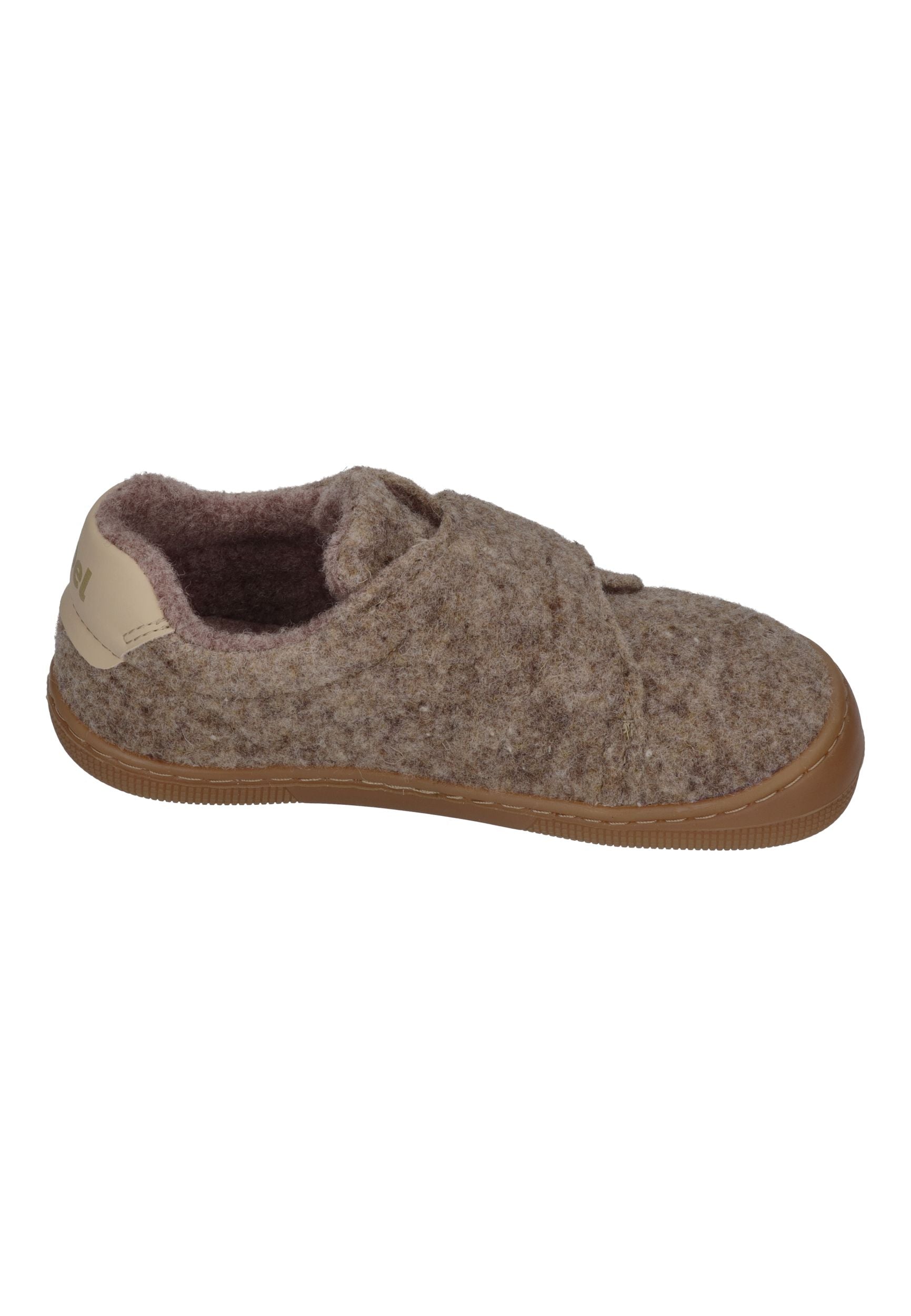KOEL Barefoot Kinder Hausschuhe mit Klettverschluß DAN FELT beige