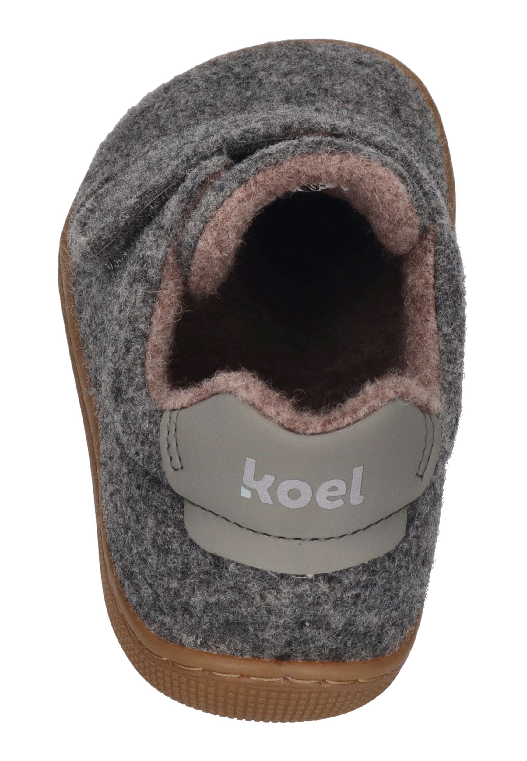 KOEL Barefoot Kinder Hausschuhe mit Klettverschluß DAN FELT grey