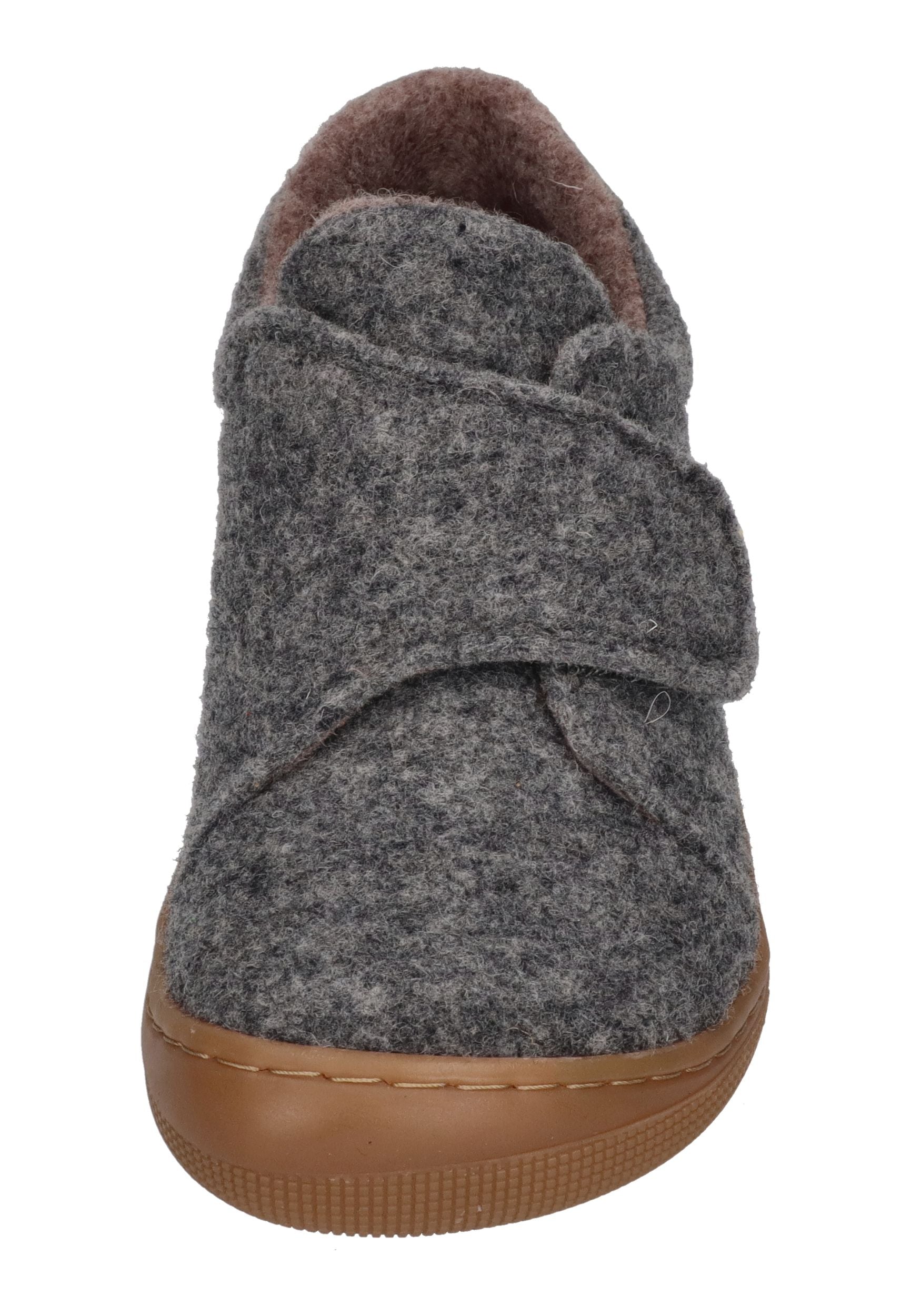 KOEL Barefoot Kinder Hausschuhe mit Klettverschluß DAN FELT grey