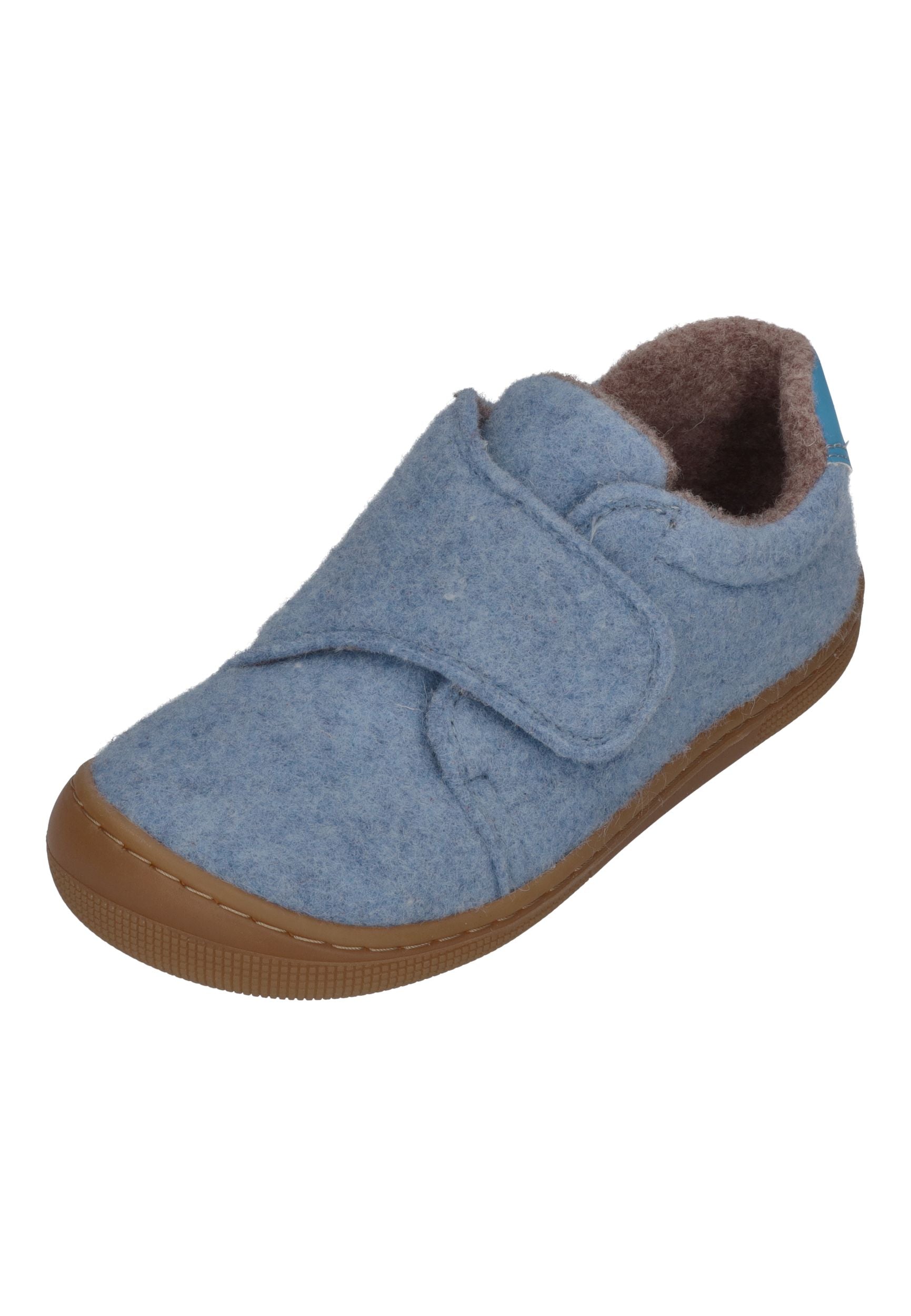 KOEL Barefoot Kinder Hausschuhe mit Klettverschluß DAN FELT jeans