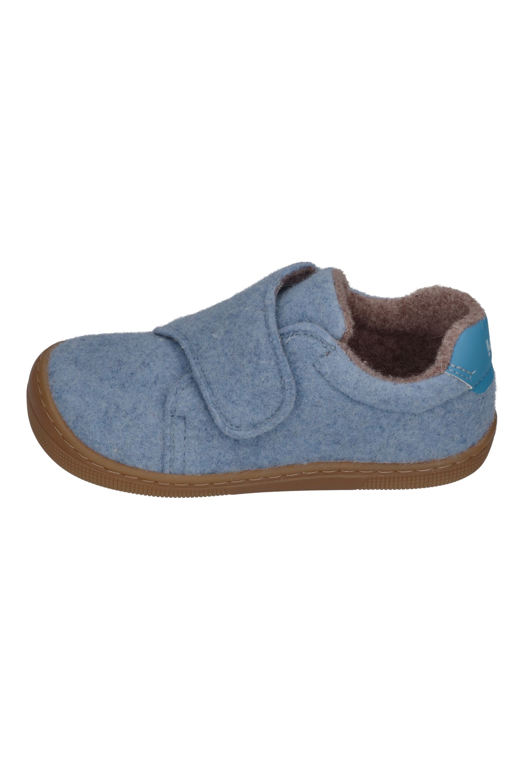 KOEL Barefoot Kinder Hausschuhe mit Klettverschluß DAN FELT jeans