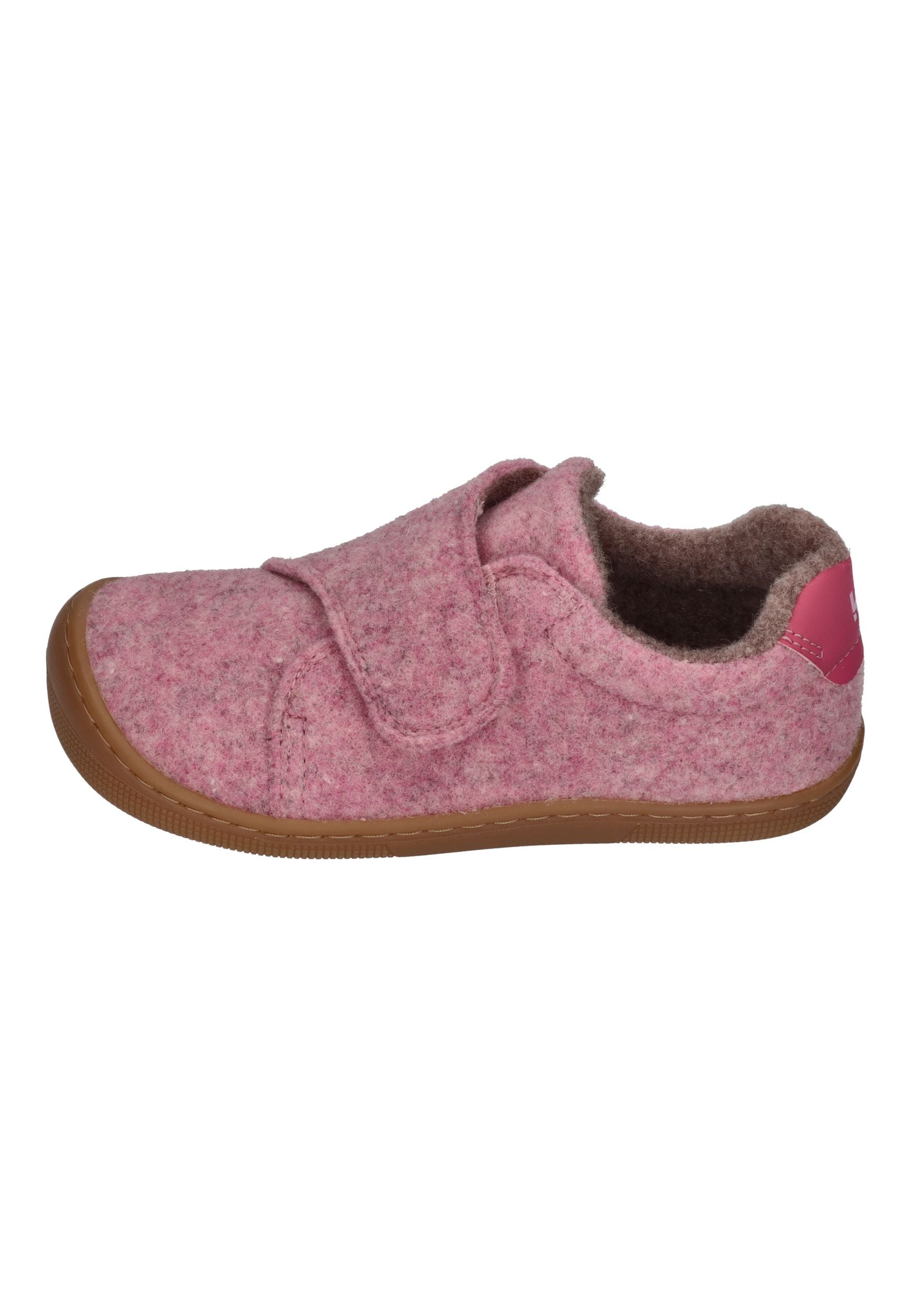 KOEL Barefoot Kinder Hausschuhe mit Klettverschluß DAN FELT pink