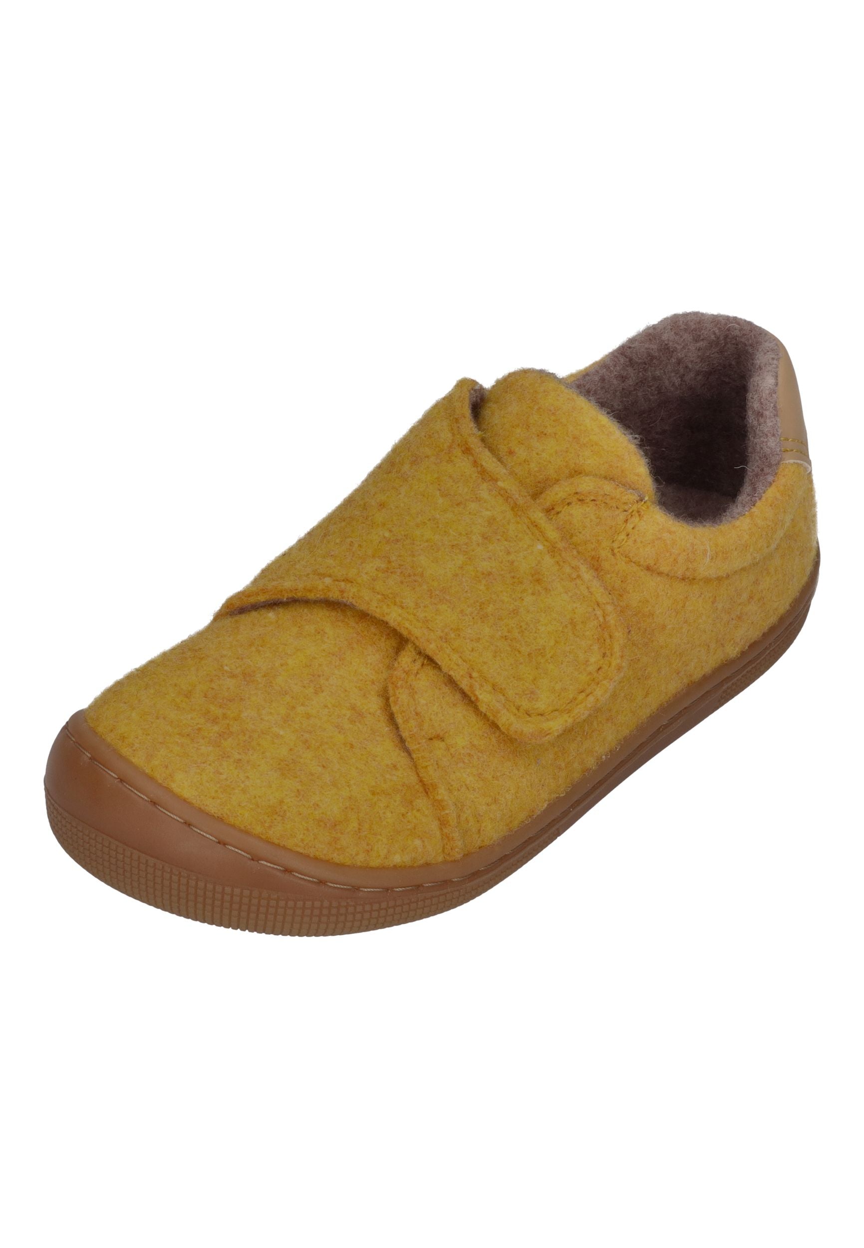 KOEL Barefoot Kinder Hausschuhe mit Klettverschluß DAN FELT yellow