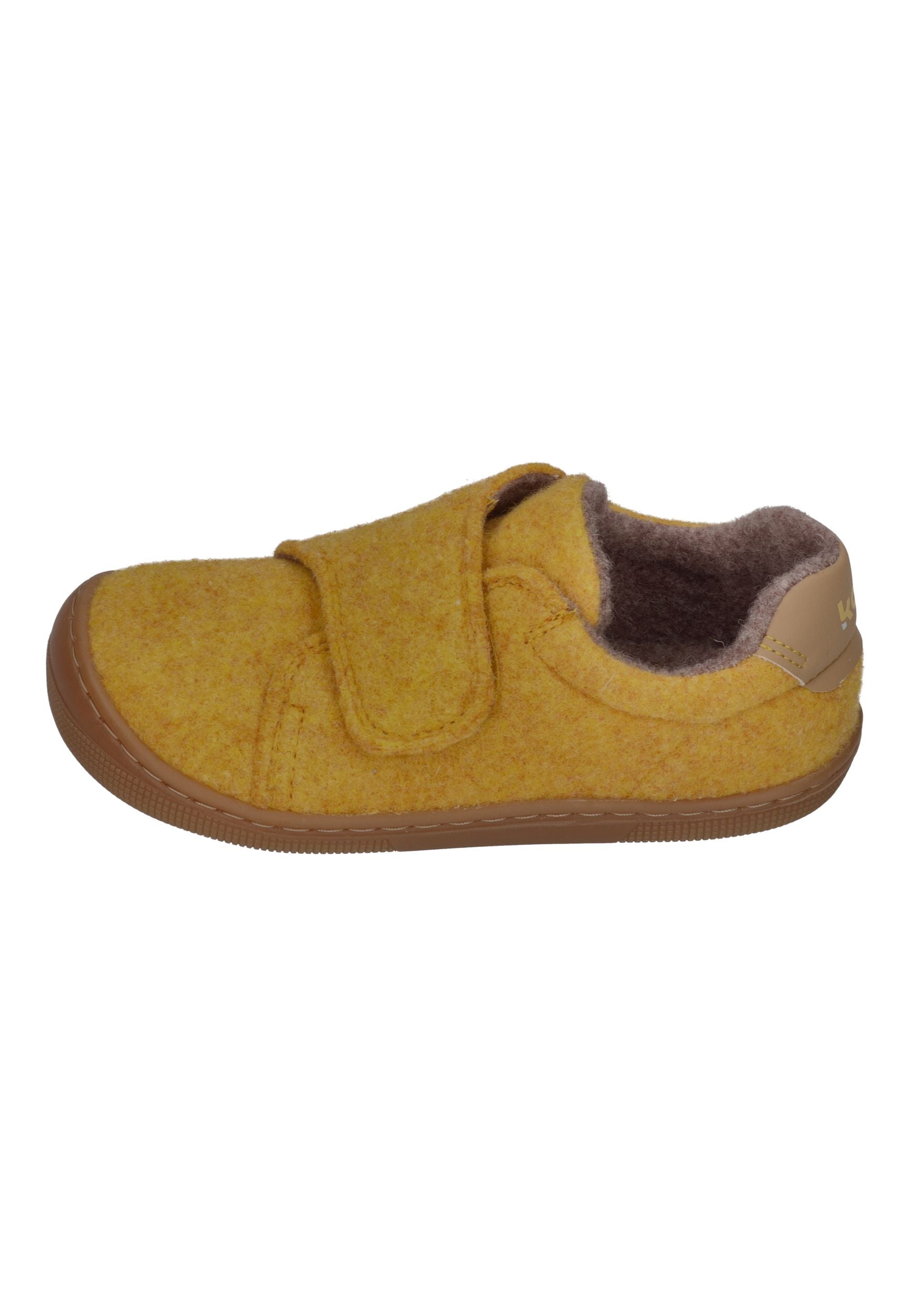 KOEL Barefoot Kinder Hausschuhe mit Klettverschluß DAN FELT yellow