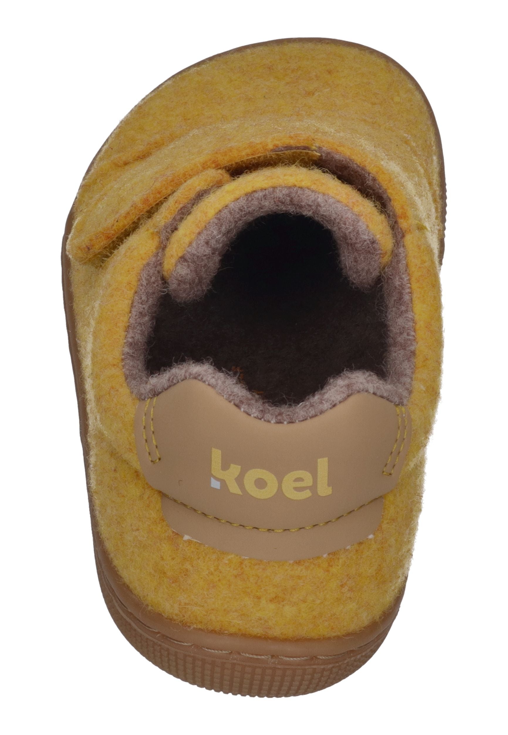 KOEL Barefoot Kinder Hausschuhe mit Klettverschluß DAN FELT yellow