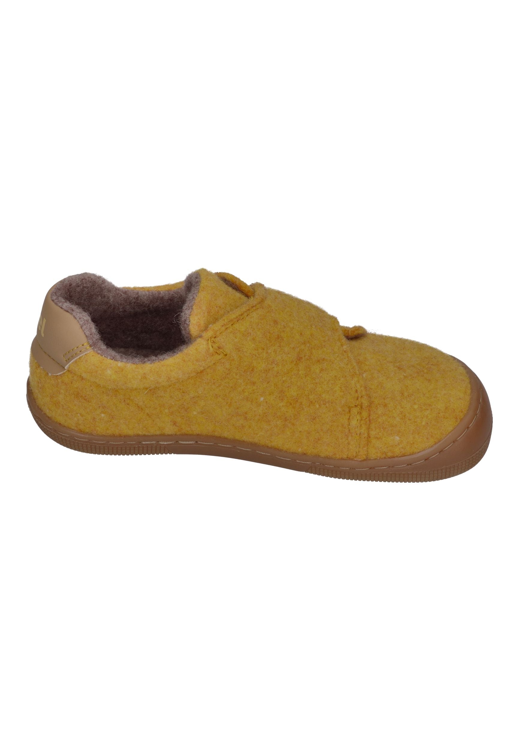 KOEL Barefoot Kinder Hausschuhe mit Klettverschluß DAN FELT yellow