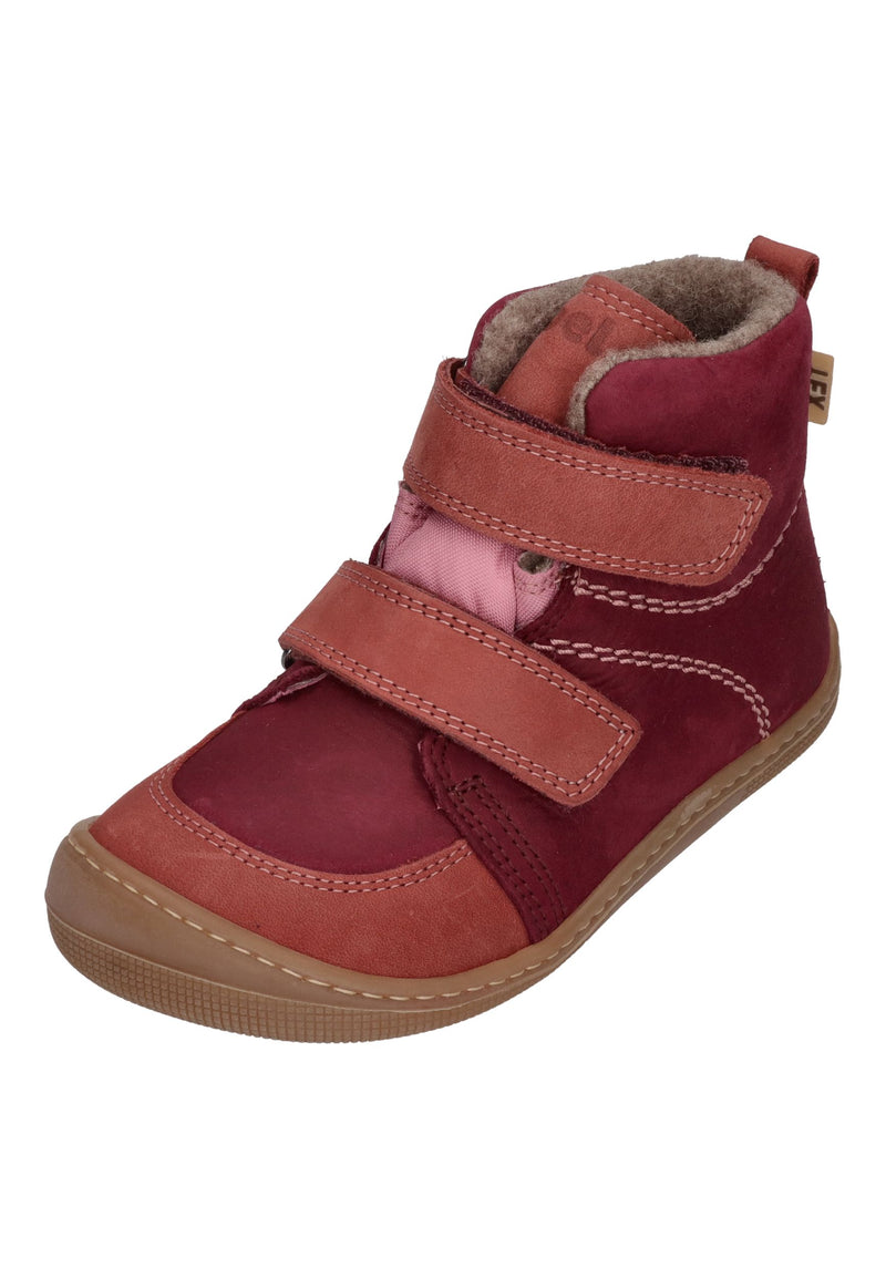 KOEL Barefoot Kinderschuhe extra weit KARO TEX FELT bordo