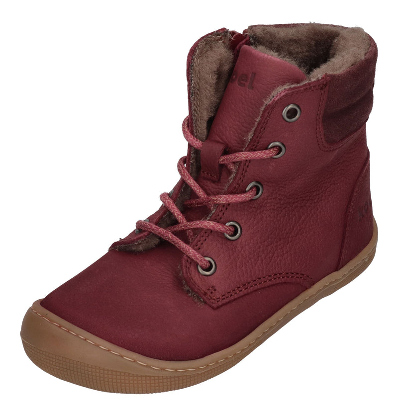 KOEL Barefoot Kinderstiefel - DARIUS WOOL - bordo