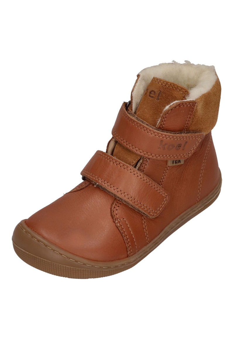 KOEL Barefoot Kinderstiefel - EMIL NAPA WOOL 07T cognac