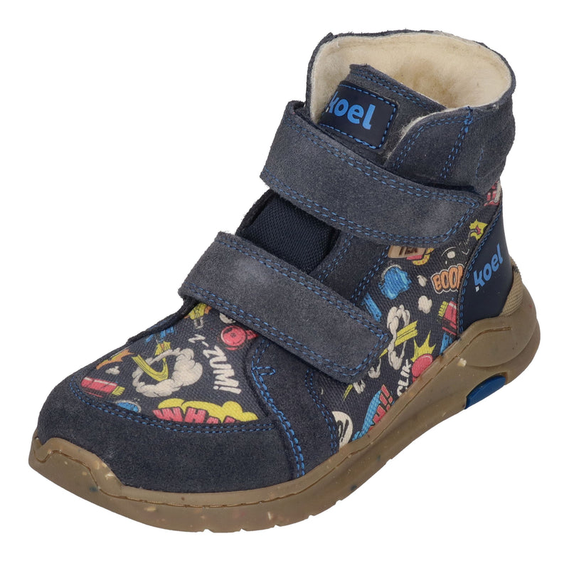 KOEL Barefoot gefütterte Kinder Sneakers SILAS TEX PRINT blue
