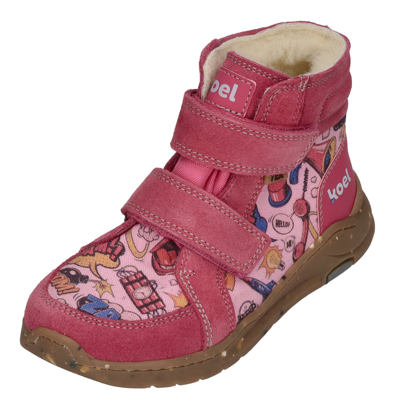 KOEL Barefoot gefütterte Kinder Sneakers SILAS TEX PRINT fuchsia