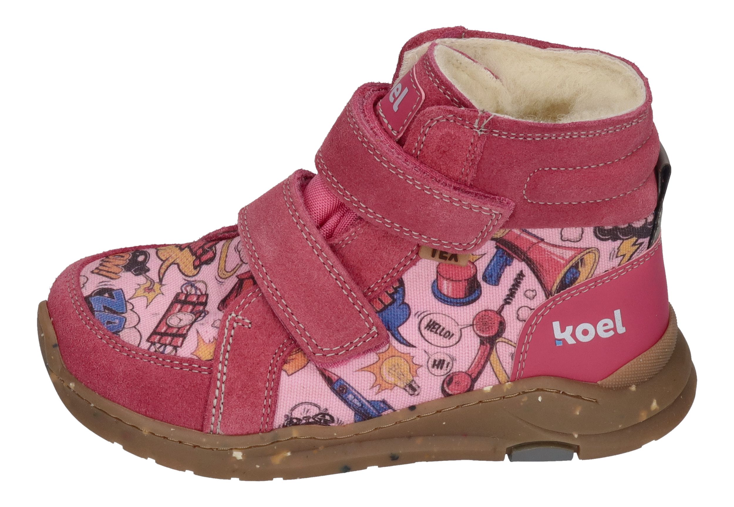 KOEL Barefoot gefütterte Kinder Sneakers SILAS TEX PRINT fuchsia