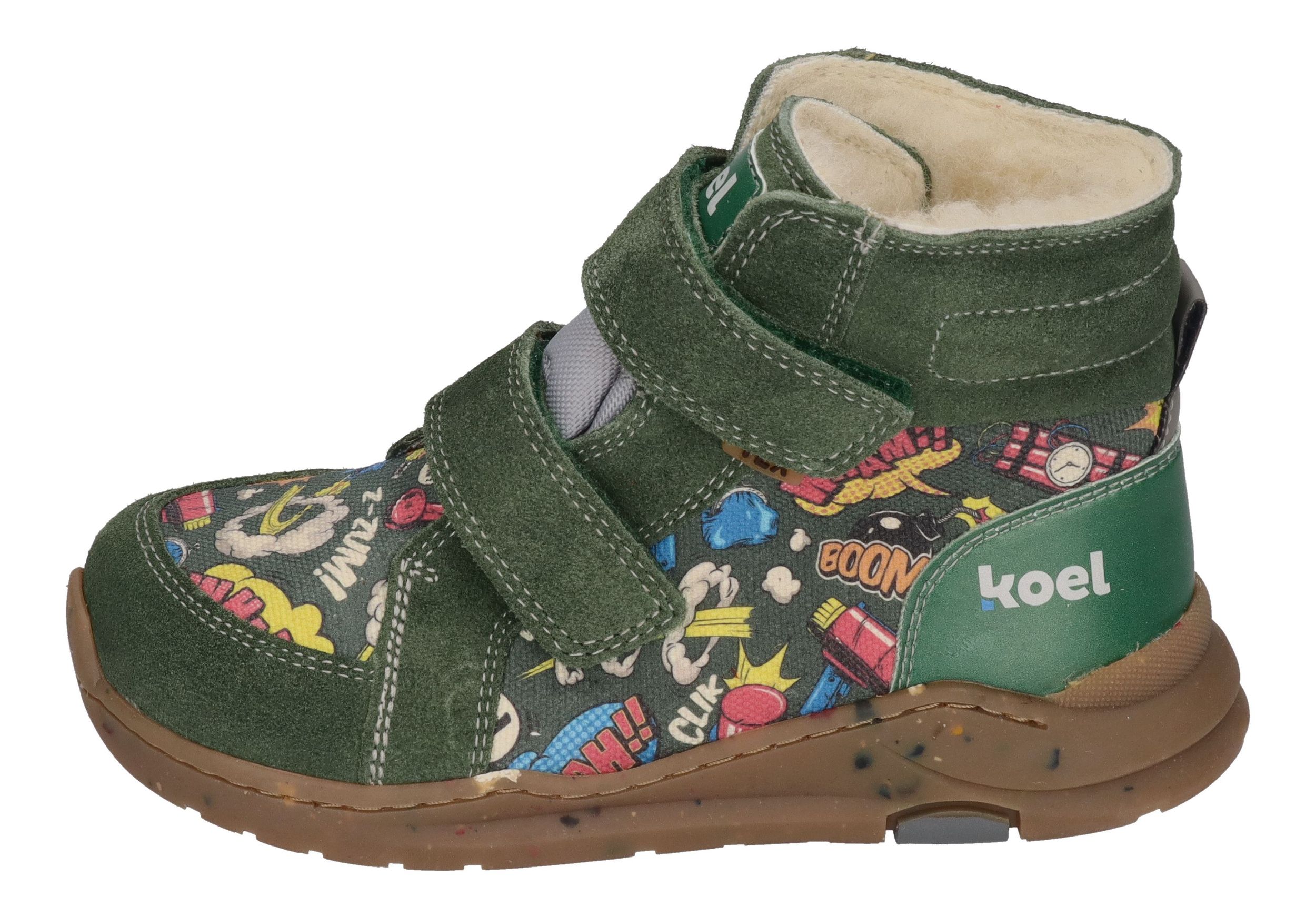 KOEL Barefoot gefütterte Kinder Sneakers SILAS TEX PRINT green