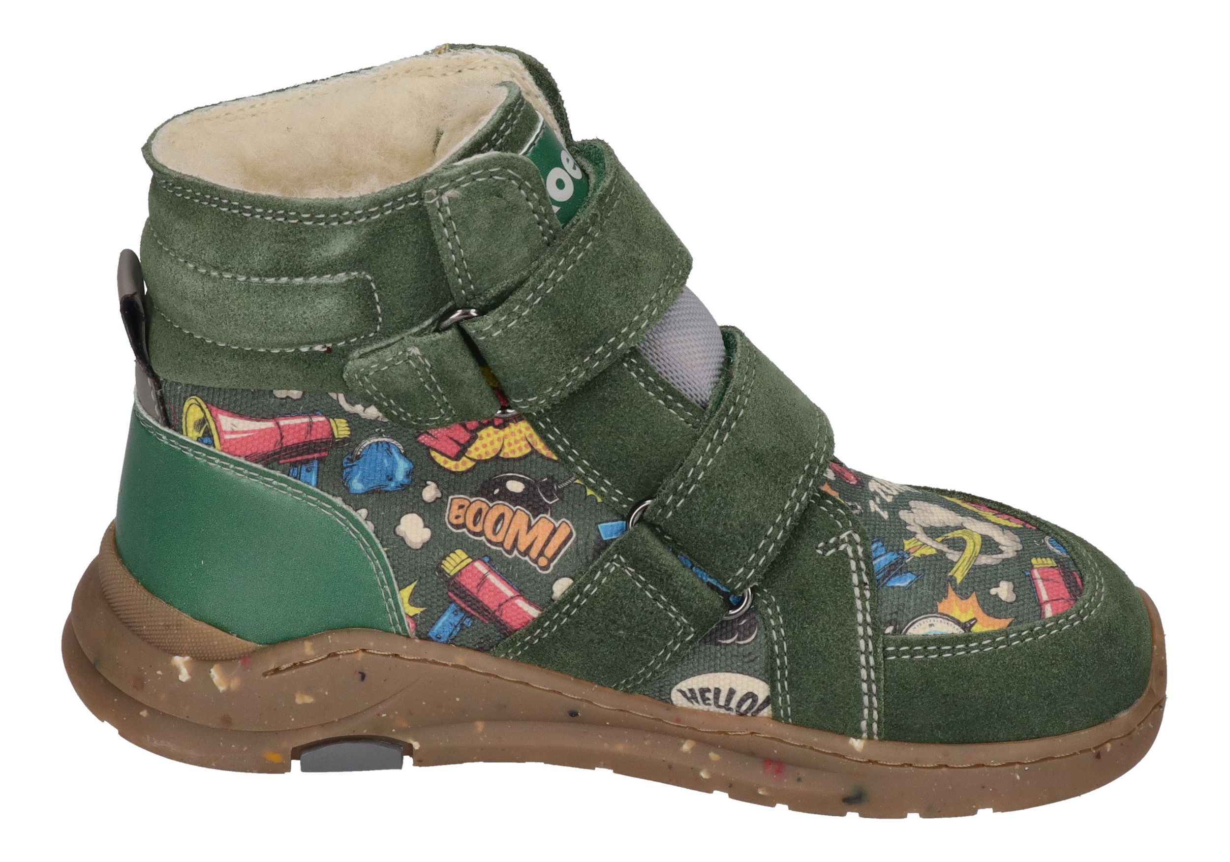 KOEL Barefoot gefütterte Kinder Sneakers SILAS TEX PRINT green