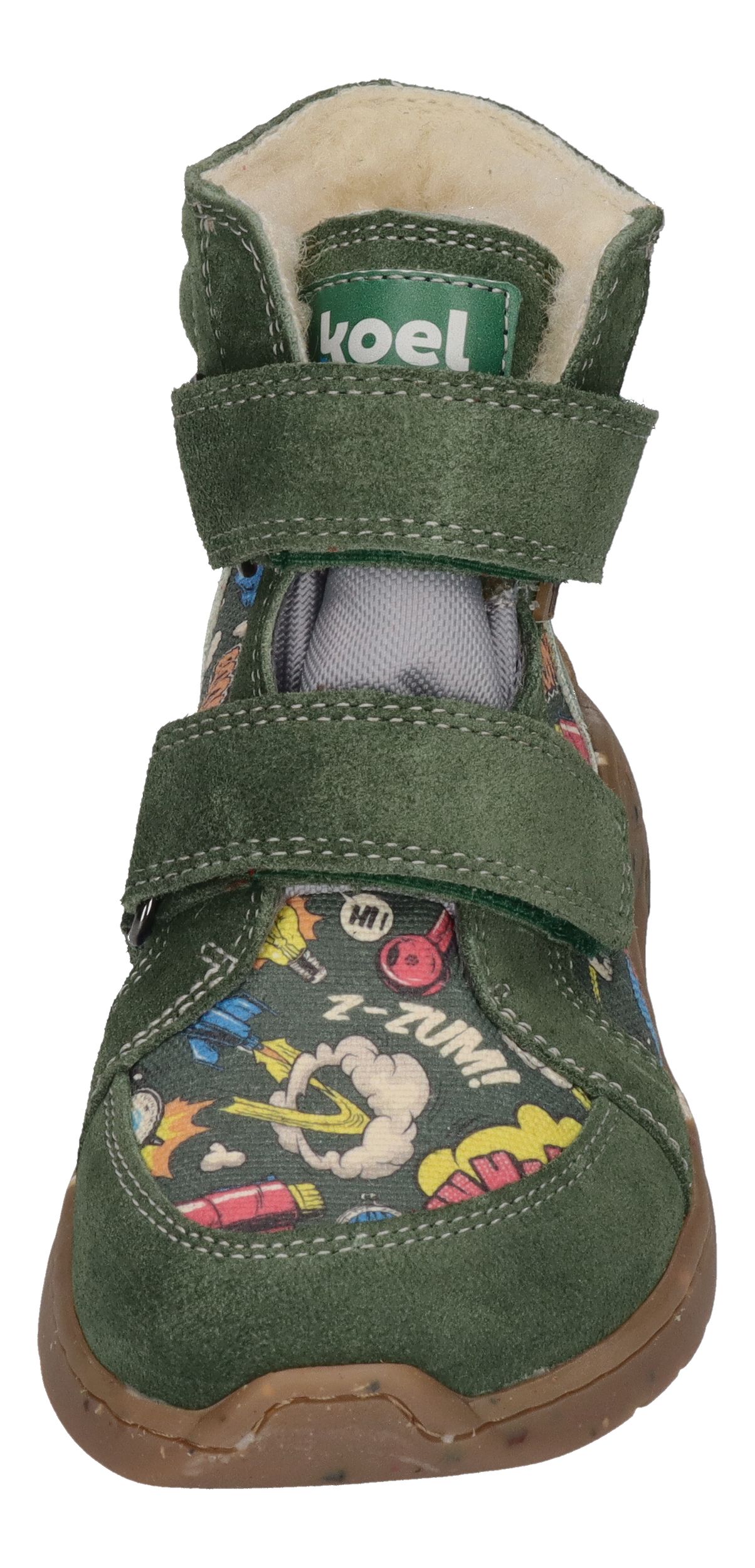 KOEL Barefoot gefütterte Kinder Sneakers SILAS TEX PRINT green