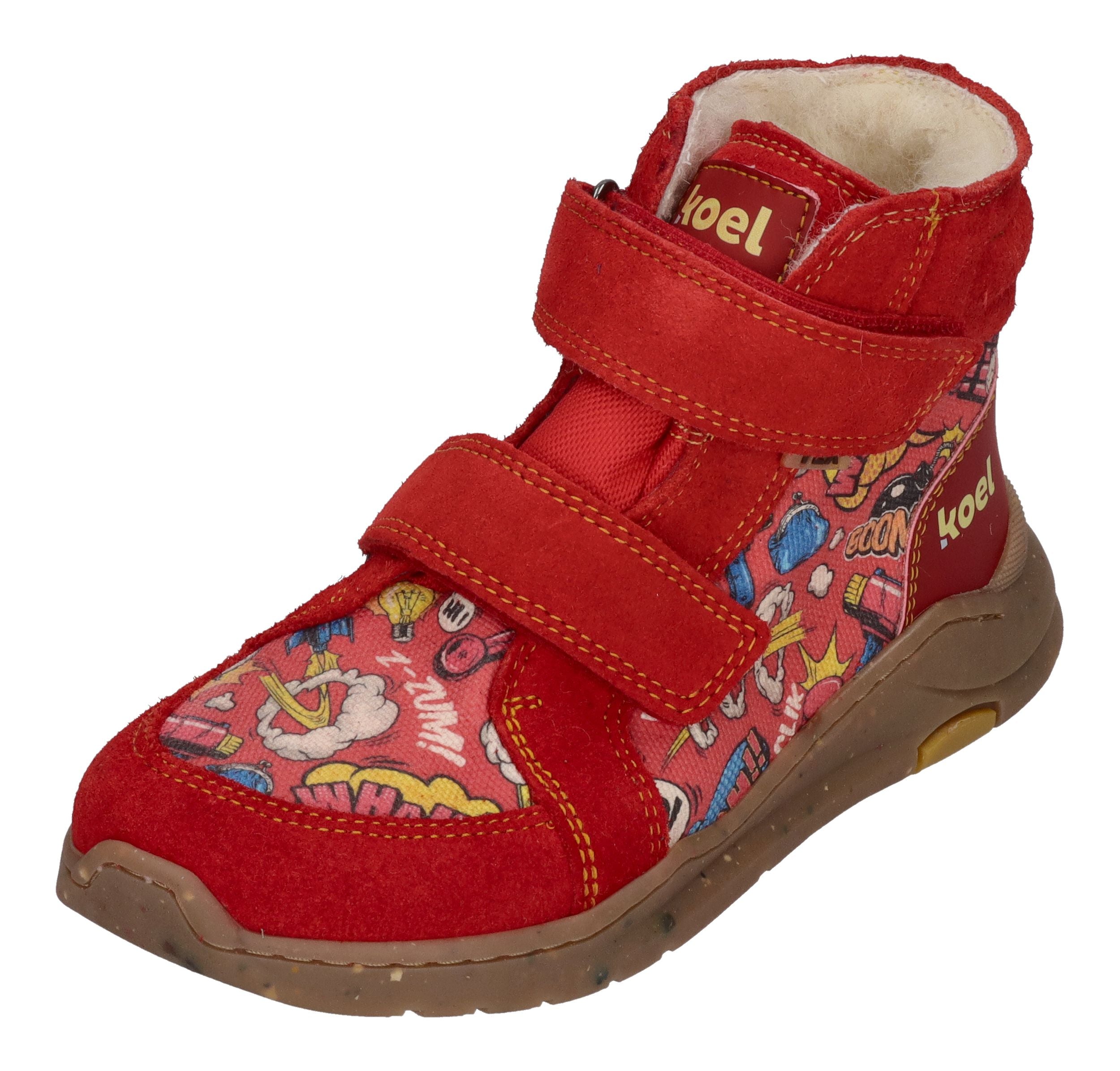 KOEL Barefoot gefütterte Kinder Sneakers SILAS TEX PRINT red