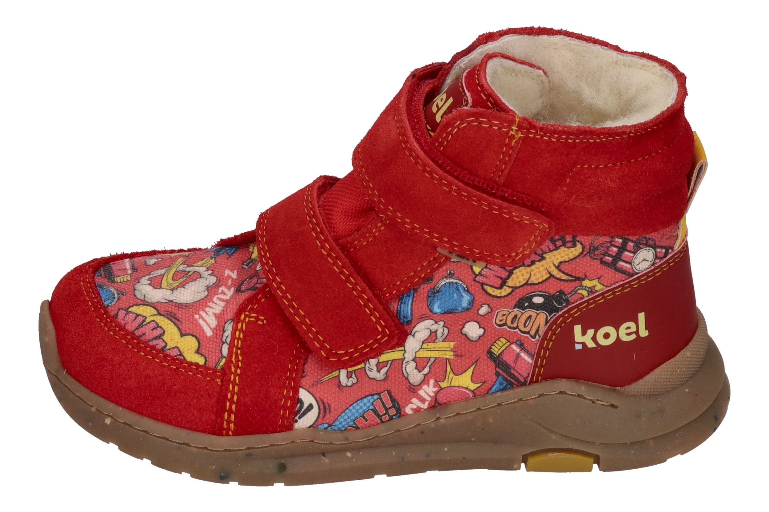 KOEL Barefoot gefütterte Kinder Sneakers SILAS TEX PRINT red